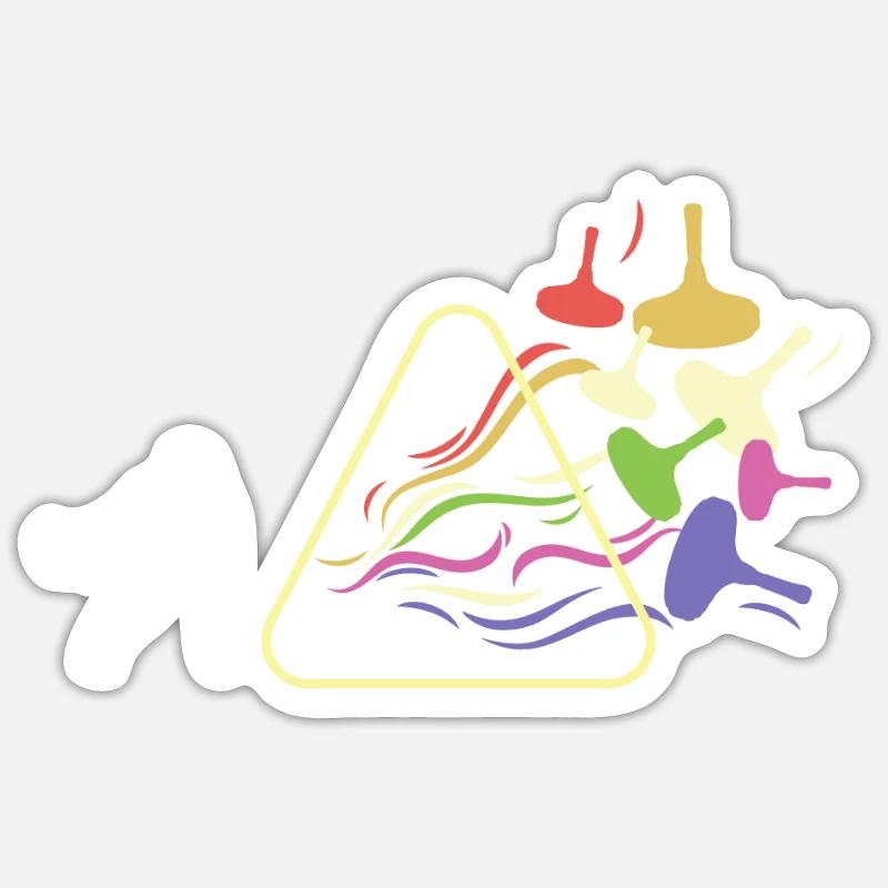Curling Prism Rainbow Light Physique Drôle - Sticker taille S (10 x 10 cm) - blanc mat