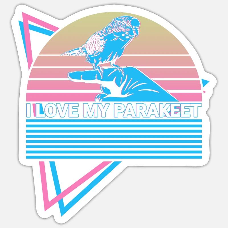 Budgie Parakeet Retro - Sticker size S (10 x 10 cm) - white matte