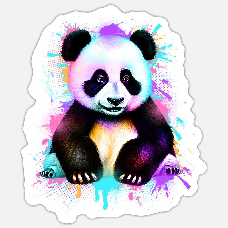 Panda - Sticker taille S (10 x 10 cm) - blanc mat
