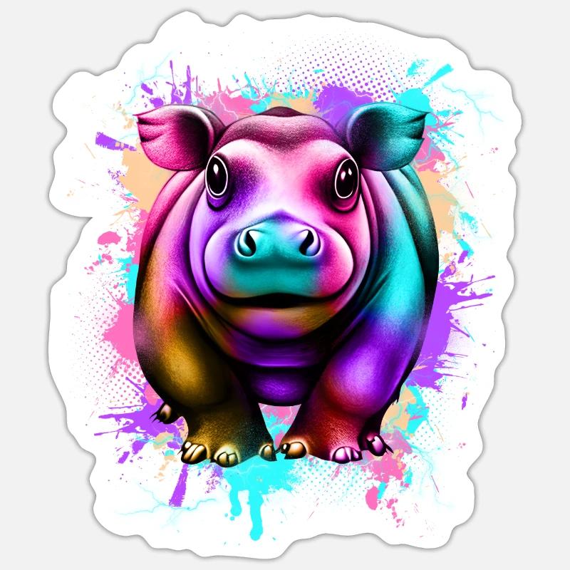 Nilpferd Sticker Größe S (10 x 10 cm)