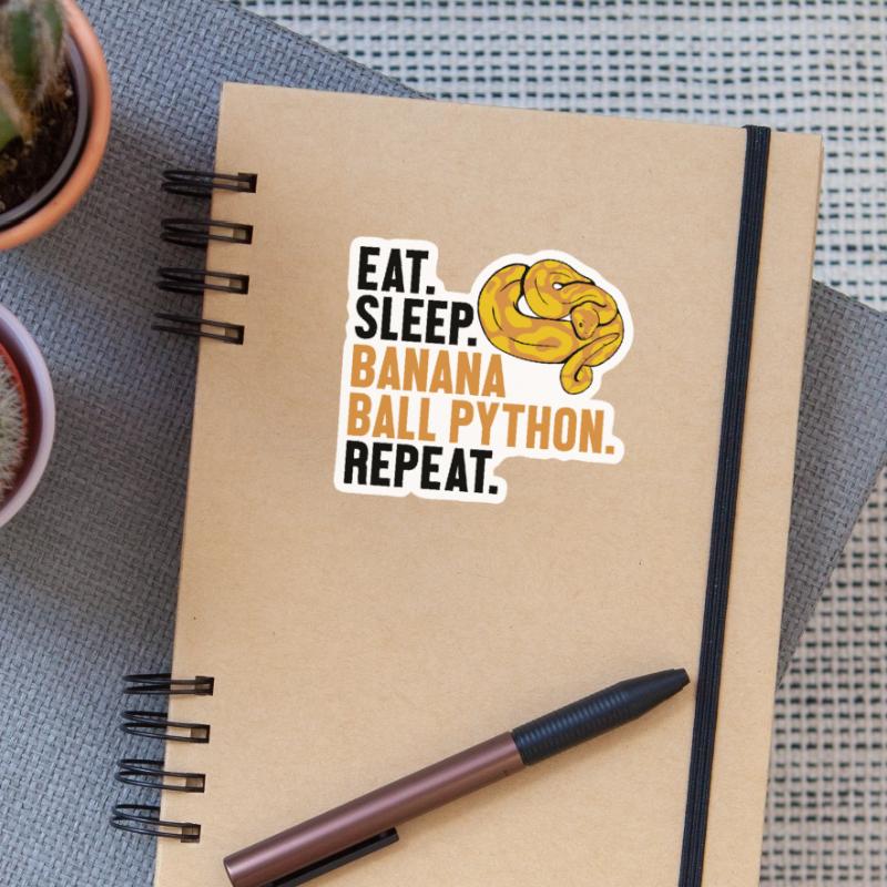 Manger dormir Boule de banane Python Répéter Boule de banane Sticker taille S (10 x 10 cm)