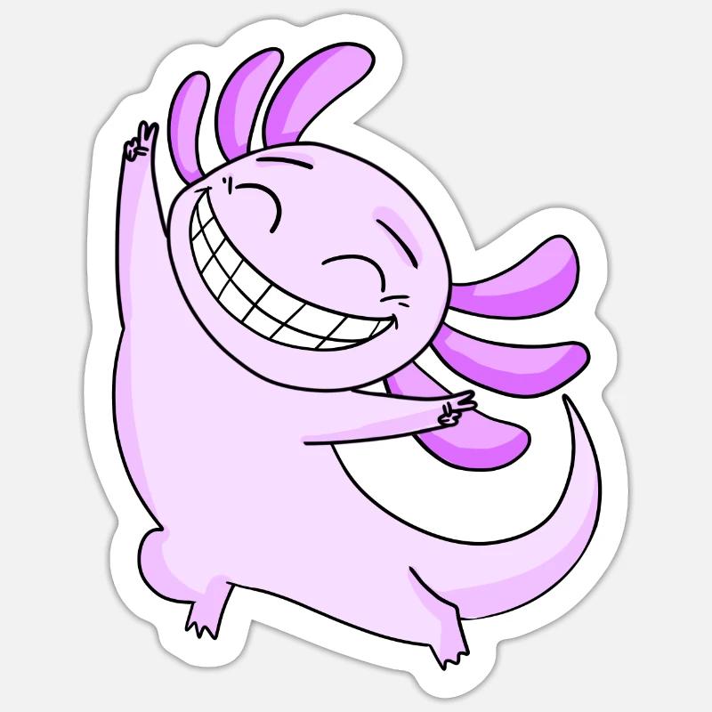 Joyeux Axolotl - Sticker taille S (10 x 10 cm) - blanc mat
