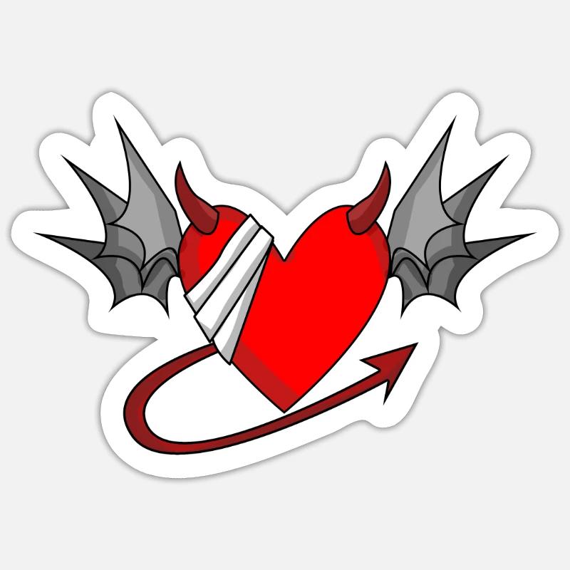 Ailes de cœur d’ange Devil Devil Wings Sticker taille S (10 x 10 cm)