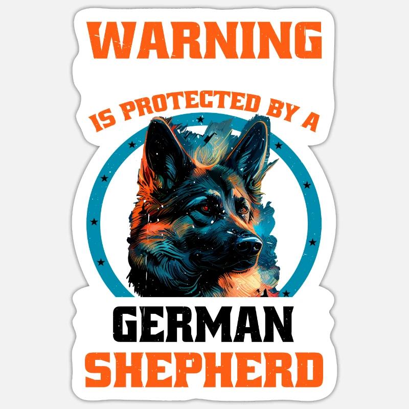 This Human Is Protected By A German Shepherd 13 - Sticker Größe S (10 x 10 cm) - Mattweiß