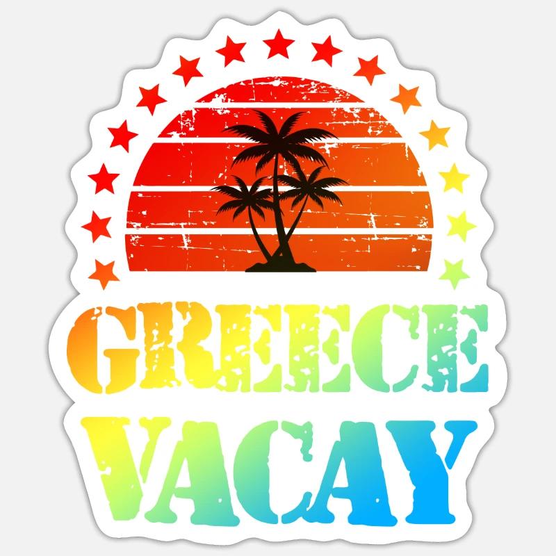 Grèce Vacances - Sticker taille S (10 x 10 cm) - blanc mat