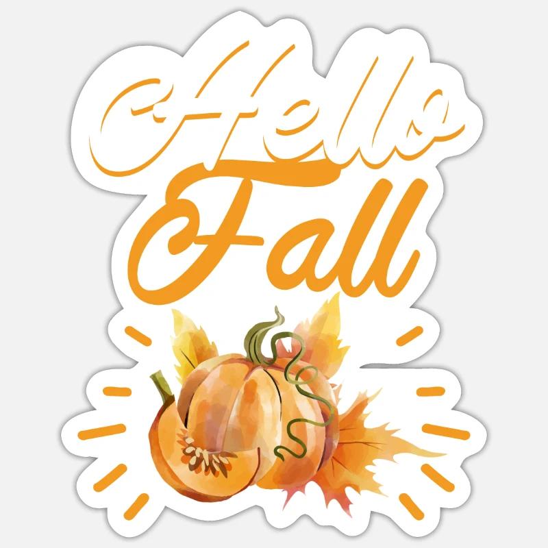 Hello Fall Vibes Thanksgiving Pumpkin Fall Sticker size S (10 x 10 cm)