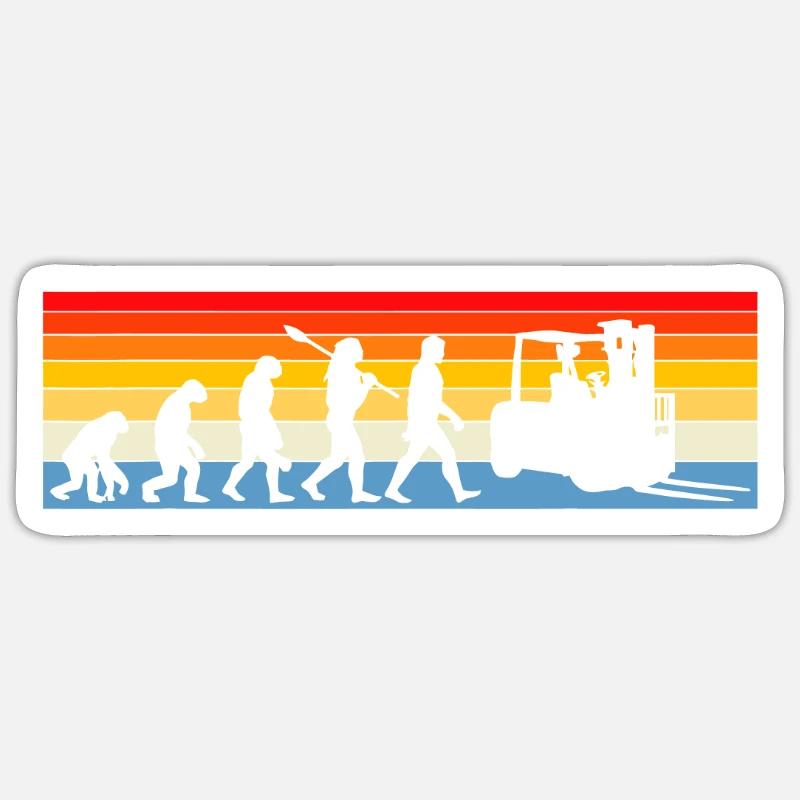 Gabelstapler Evolution Gabelstapler-Bediener Lager Wor - Sticker Größe S (10 x 10 cm) - Mattweiß