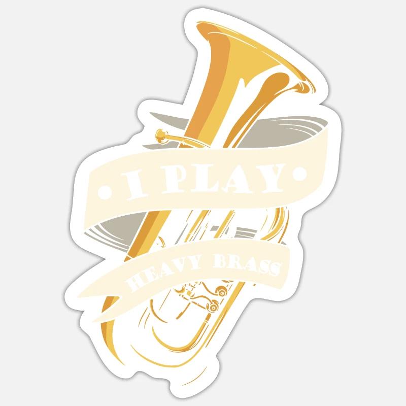Tuba de procession de fanfare - Sticker taille S (10 x 10 cm) - blanc mat