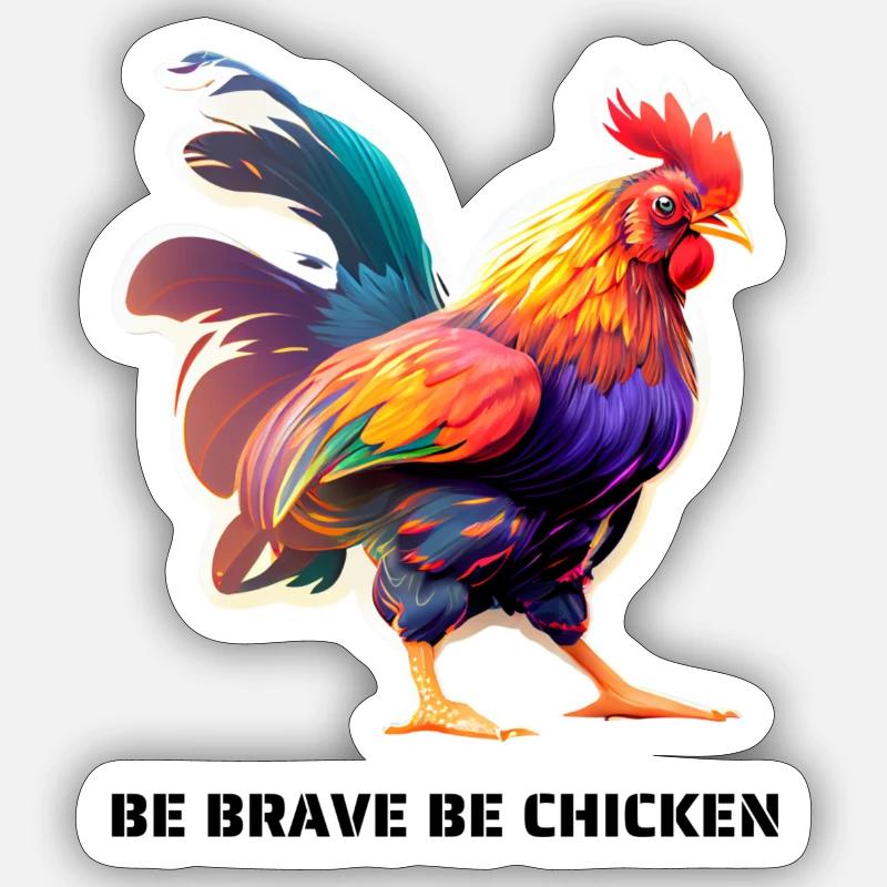 BE BRAVE BE CHICKEN - Sticker Größe S (10 x 10 cm) - Mattweiß