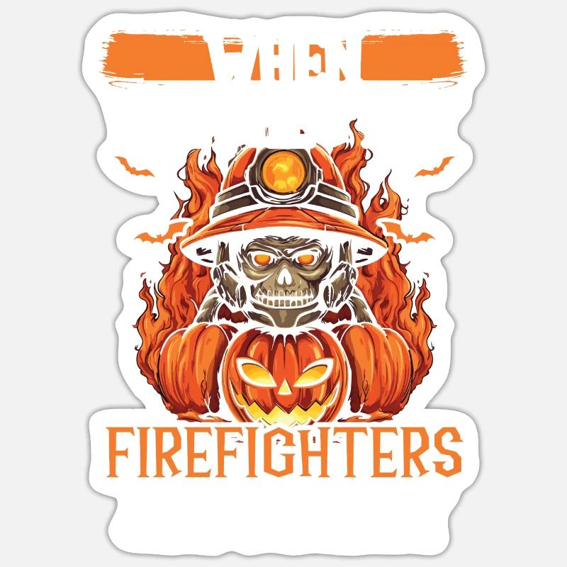 Feuerwehrmann Halloween Süßes oder Saures Feuerwehrmann Sticker Größe S (10 x 10 cm)