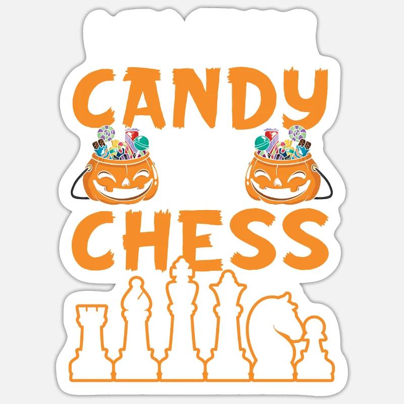 Schach Halloween Süßes oder Saures Schachbrettspiel Sticker Größe S (10 x 10 cm)