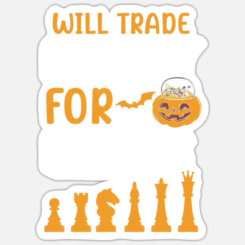 Schach Halloween Süßes oder Saures Schachbrettspiel Sticker Größe S (10 x 10 cm)