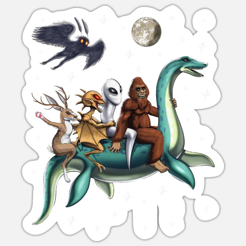 Voyage des cryptides - Sticker taille S (10 x 10 cm) - blanc mat