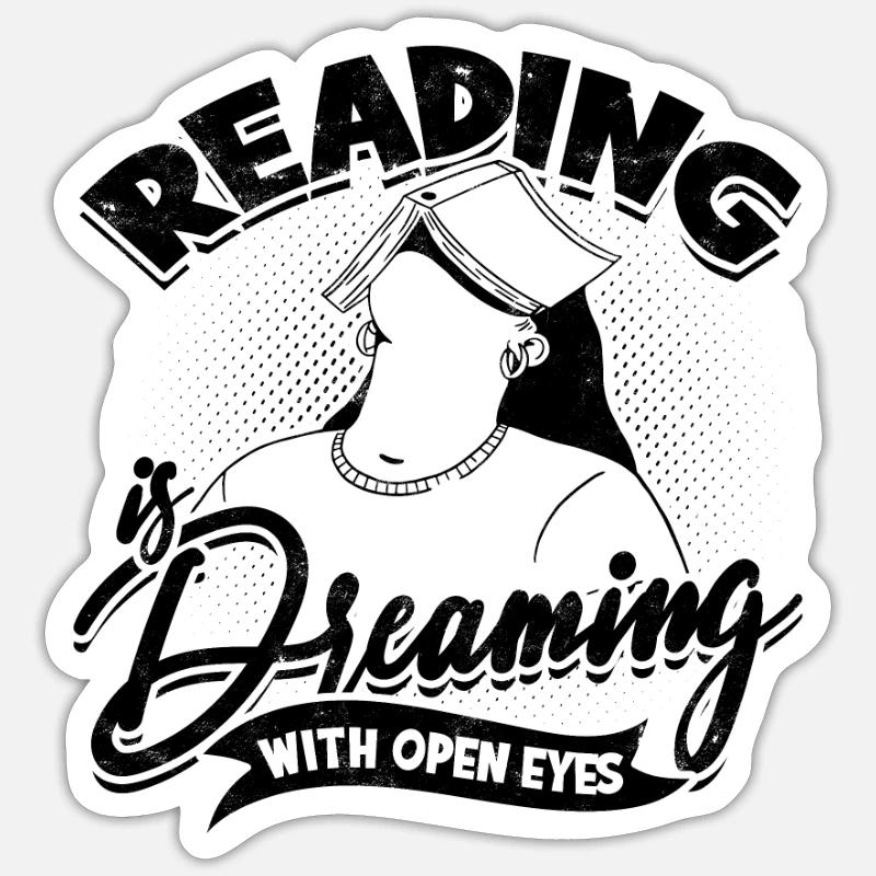 Reading is dreaming with open eyes - Book Sticker size S (10 x 10 cm)