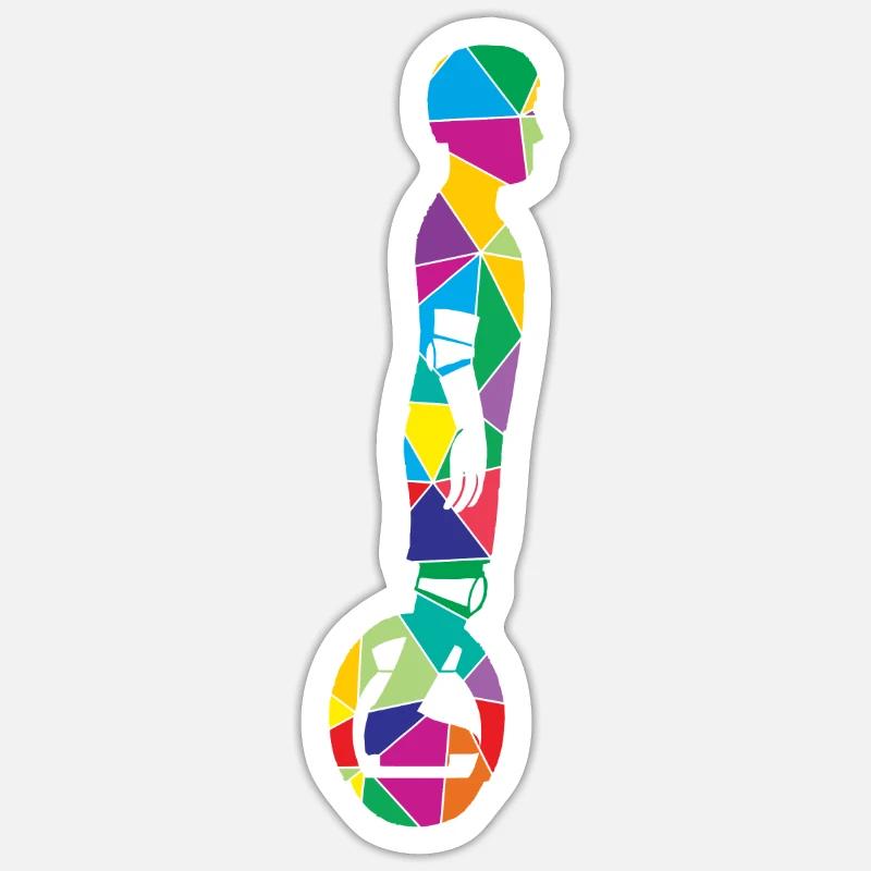 Low Poly Einrad Polygon Solowheel - Sticker Größe S (10 x 10 cm) - Mattweiß