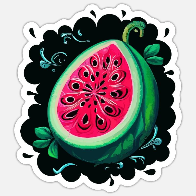 WASSERMELONE - Sticker Größe S (10 x 10 cm) - Mattweiß