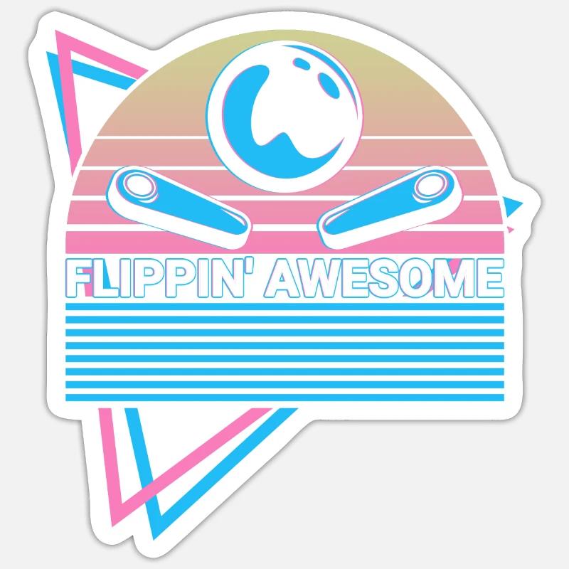 Pinball machine rétro - Sticker taille S (10 x 10 cm) - blanc mat