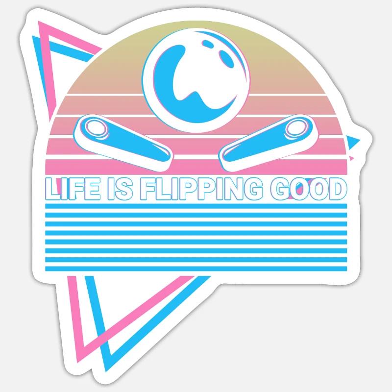 Pinball machine rétro - Sticker taille S (10 x 10 cm) - blanc mat