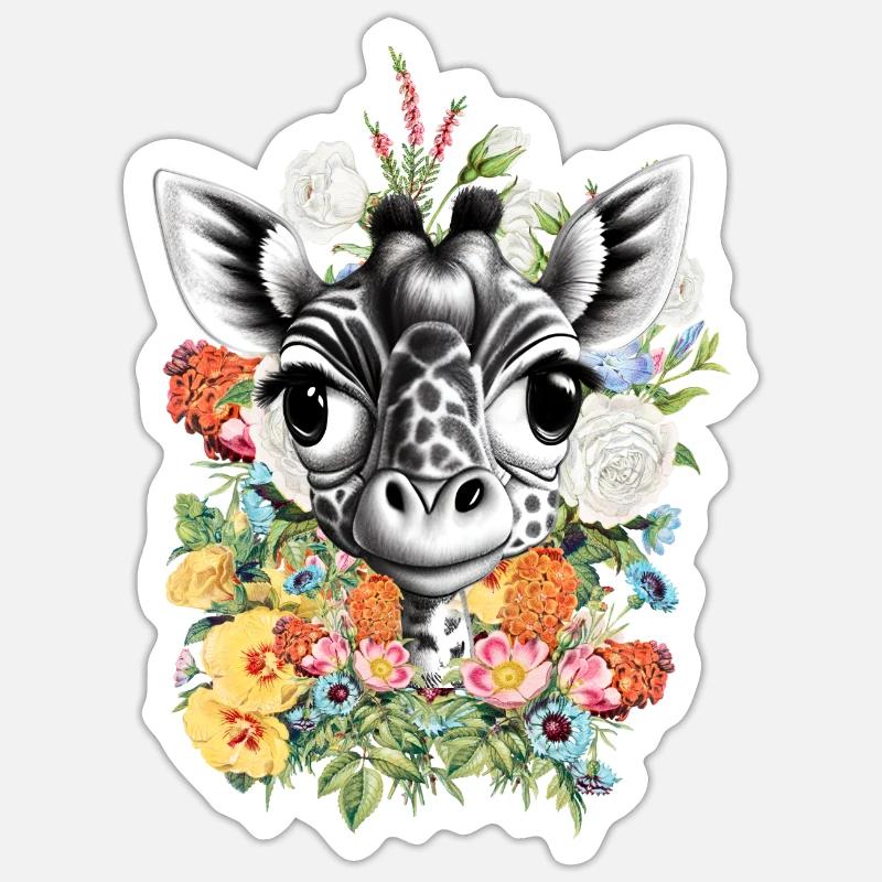 Giraffe - Sticker Größe S (10 x 10 cm) - Mattweiß