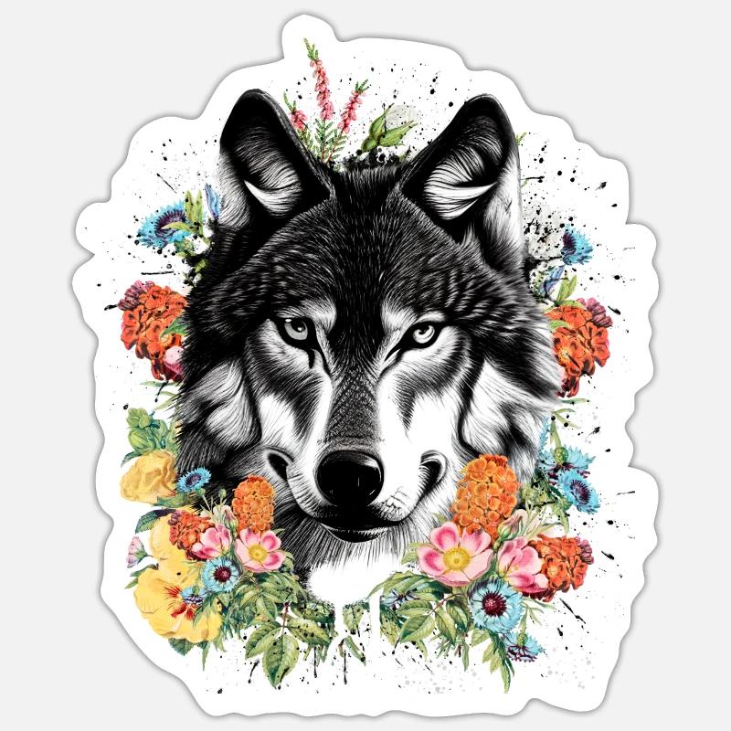 Wolf - Sticker Größe S (10 x 10 cm) - Mattweiß