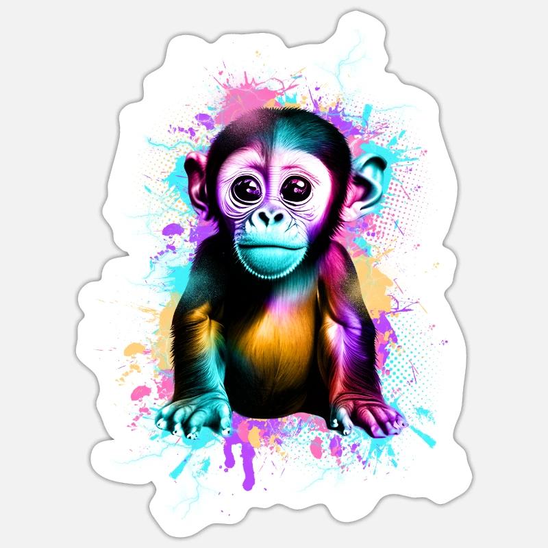 Singe - Sticker taille S (10 x 10 cm) - blanc mat