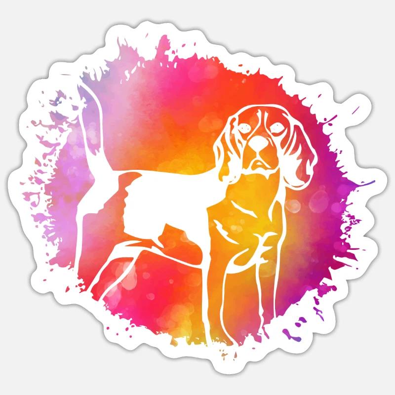 Chien Beagle - Sticker taille S (10 x 10 cm) - blanc mat