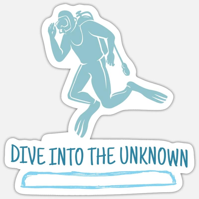 Dive Into The Unknown Retro Diver Designs Present Sticker size S (10 x 10 cm)