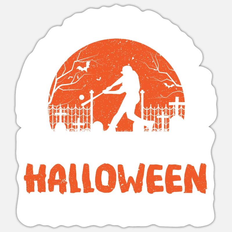 Baseball Halloween Süßes oder Saures Baseballspieler Sticker Größe S (10 x 10 cm)