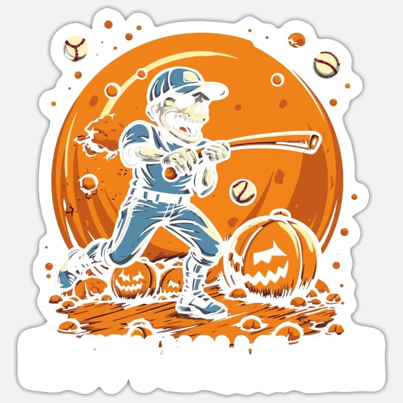 Baseball Halloween Süßes oder Saures Baseballspieler Sticker Größe S (10 x 10 cm)