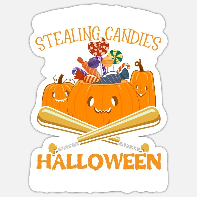 Baseball Halloween Süßes oder Saures Baseballspieler Sticker Größe S (10 x 10 cm)