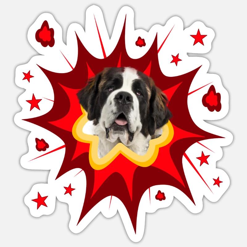 Conception de chien comique - Pow - St. Bernard Sticker taille S (10 x 10 cm)