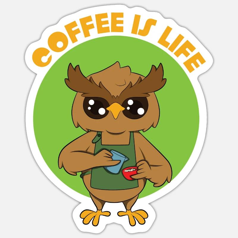 Le café, c’est la vie - Sticker taille S (10 x 10 cm) - blanc mat