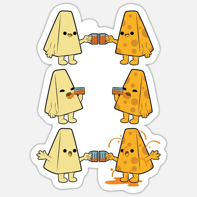 Bier mit Käse - Sticker Größe S (10 x 10 cm) - Mattweiß