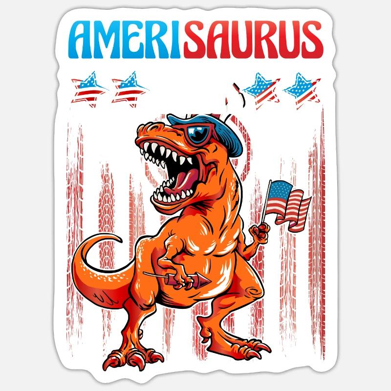 Amerisaurus Rex 4th July - Sticker Größe S (10 x 10 cm) - Mattweiß