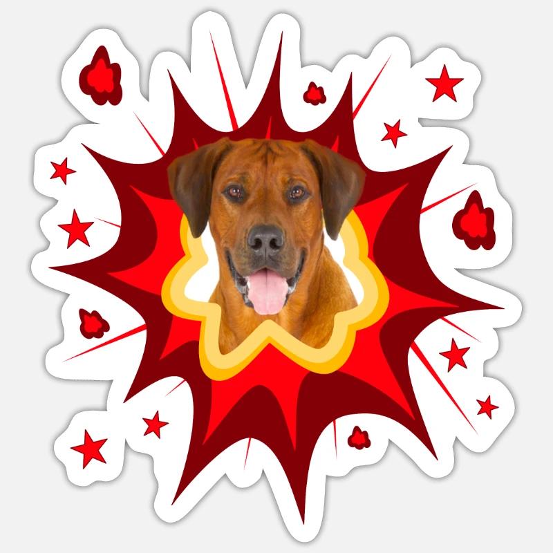 Conception de chien de bande dessinée - Pow - Rhodesian Ridgeback Sticker taille S (10 x 10 cm)