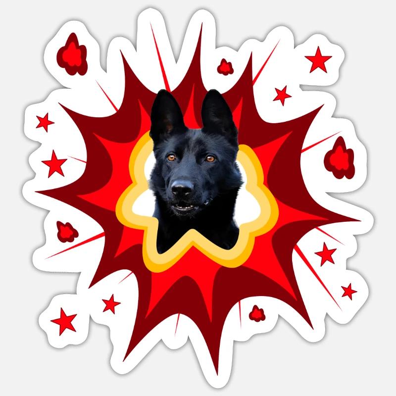 Conception de chien comique - Pow - Black Shepherd Sticker taille S (10 x 10 cm)