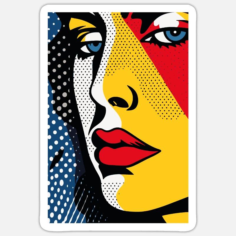Drôle Pop Art Rétro Caché Triste - Sticker taille S (10 x 10 cm) - blanc mat