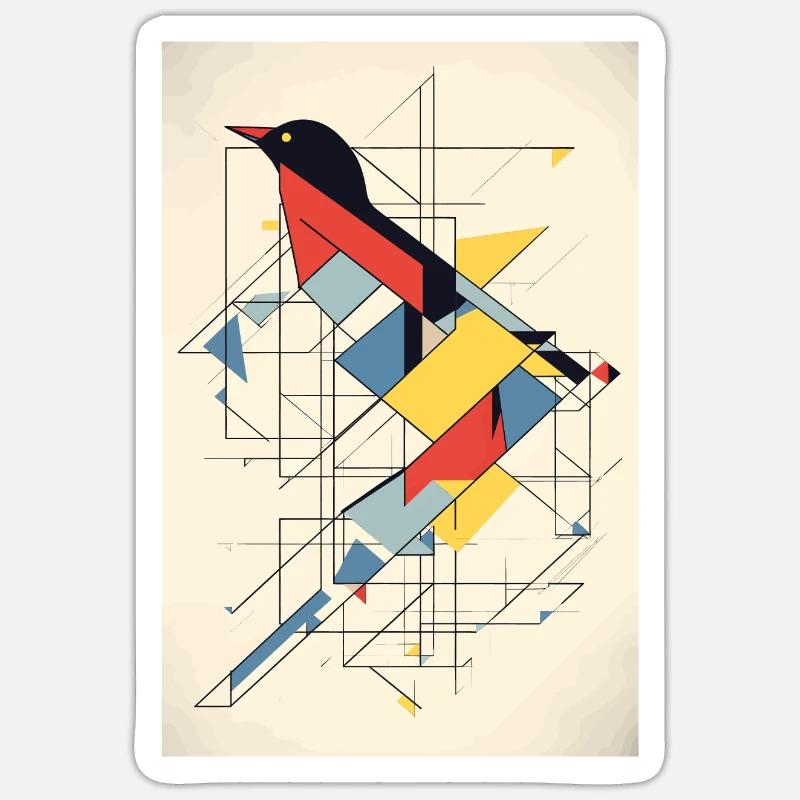 Vogel Minimalistisch Polygonal Multicolor Sticker Größe S (10 x 10 cm)