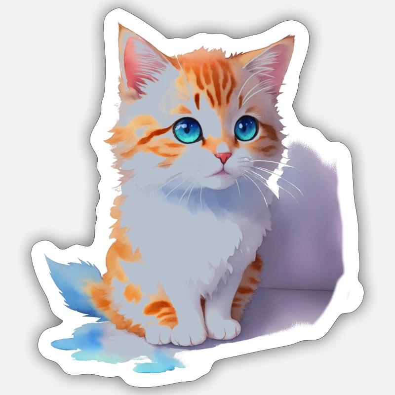 chat mignon Sticker taille S (10 x 10 cm)
