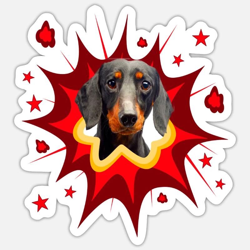 Conception de chien comique - Pow - Teckel - Teckel Sticker taille S (10 x 10 cm)