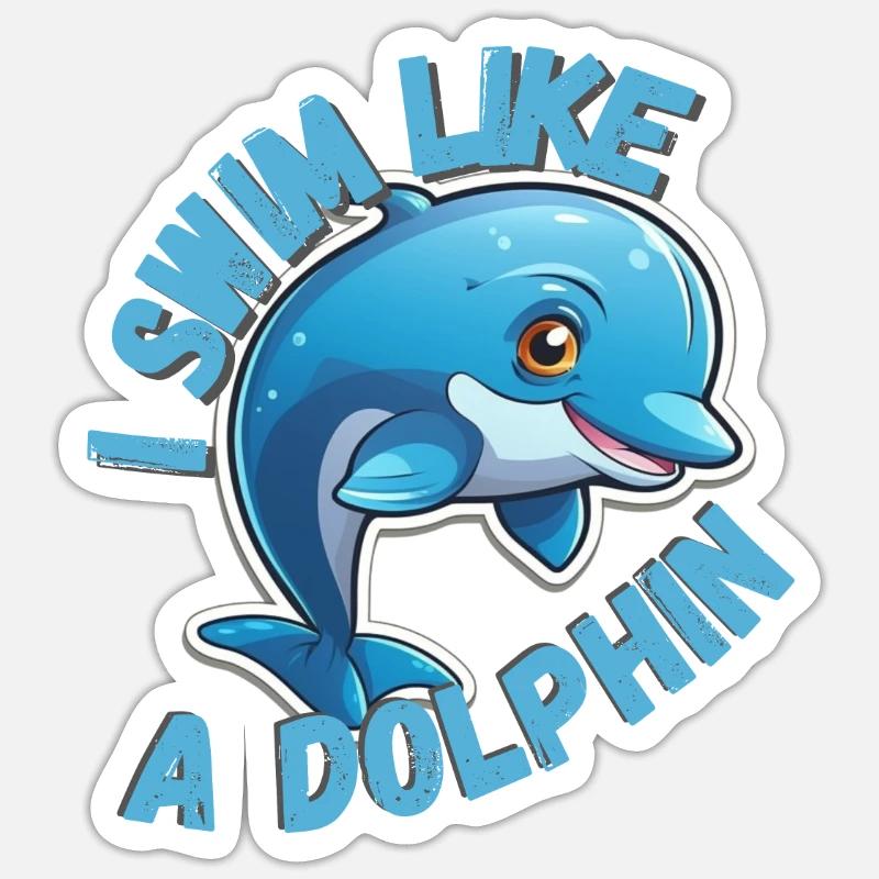 Nager comme un dauphin - Sticker taille S (10 x 10 cm) - blanc mat
