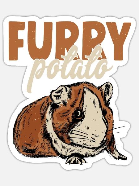 Furry Potato Rodent Guniea Pig Cavy Lover - Sticker Größe S (10 x 10 cm) - Mattweiß