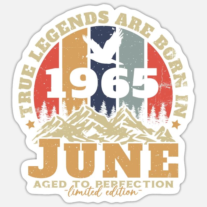 Vintage Retro Juni 1965 Geburtstagsgeschenk - Sticker Größe S (10 x 10 cm) - Mattweiß