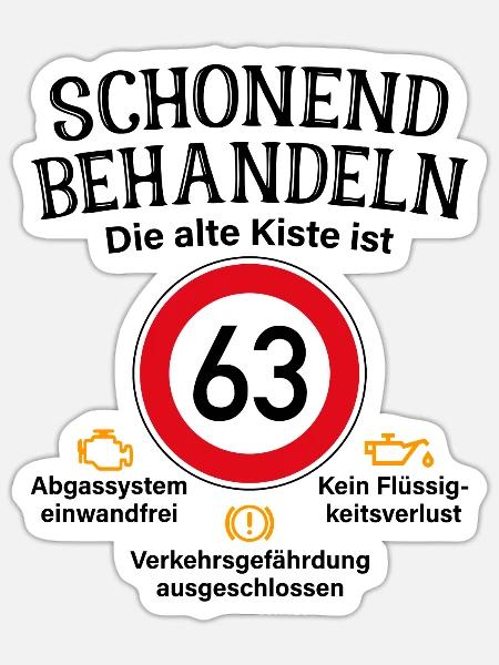 63. Geburtstag Schonend Behandeln 63 Alte Kiste 63 - Sticker Größe S (10 x 10 cm) - Mattweiß