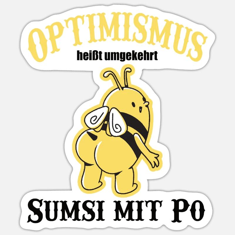 optimismus Bee Biene - Sticker Größe S (10 x 10 cm) - Mattweiß