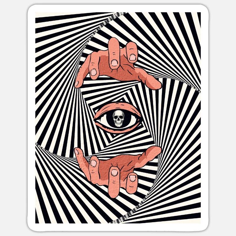 Weirdcore Aesthetic Optical Illusion Skull Sticker size S (10 x 10 cm)