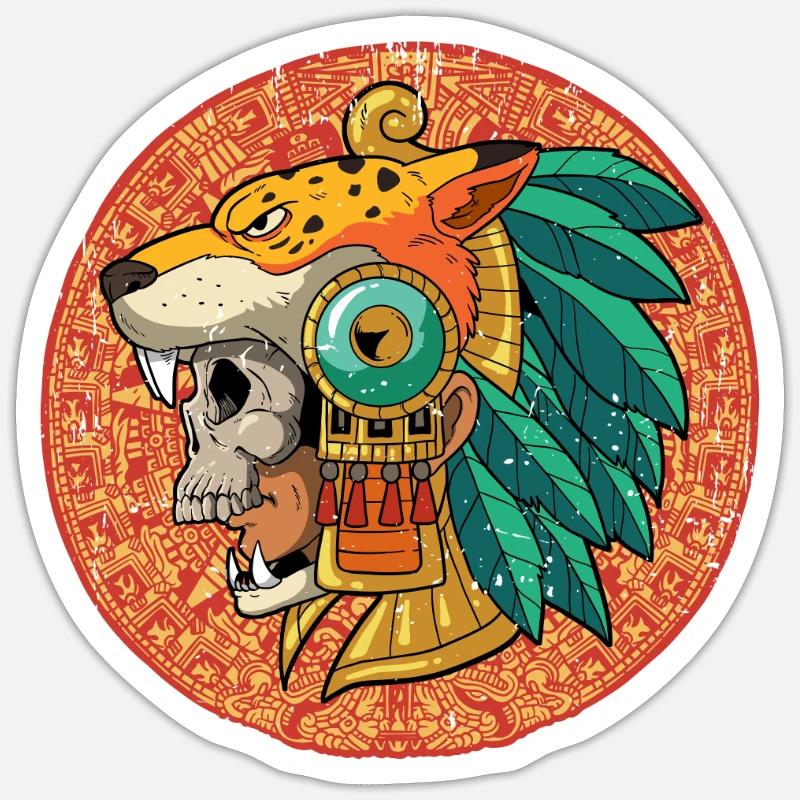 Guerrier aztèque mexicain Aztèques - Sticker taille S (10 x 10 cm) - blanc mat