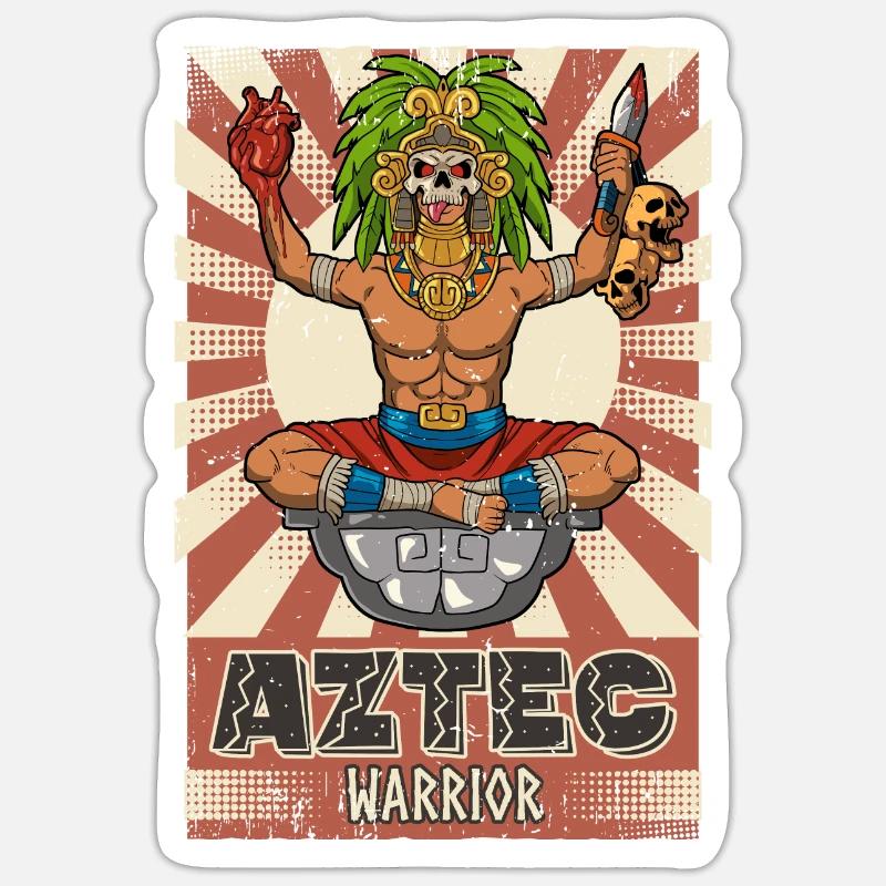Guerrier aztèque mexicain Aztèques - Sticker taille S (10 x 10 cm) - blanc mat