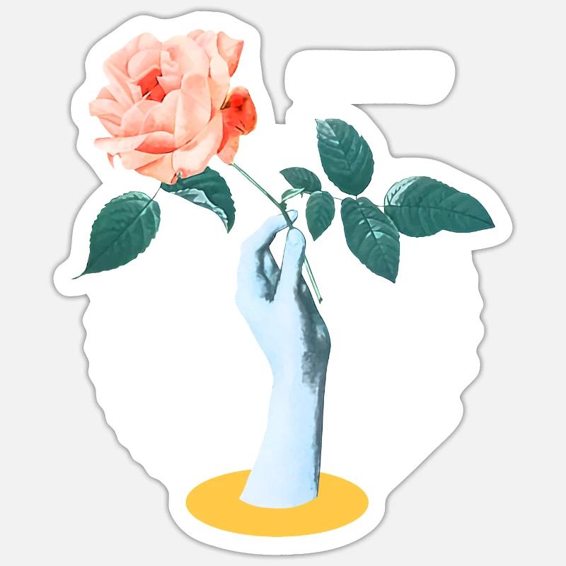 Graphique de fleur ininterrompue - Sticker taille S (10 x 10 cm) - blanc mat