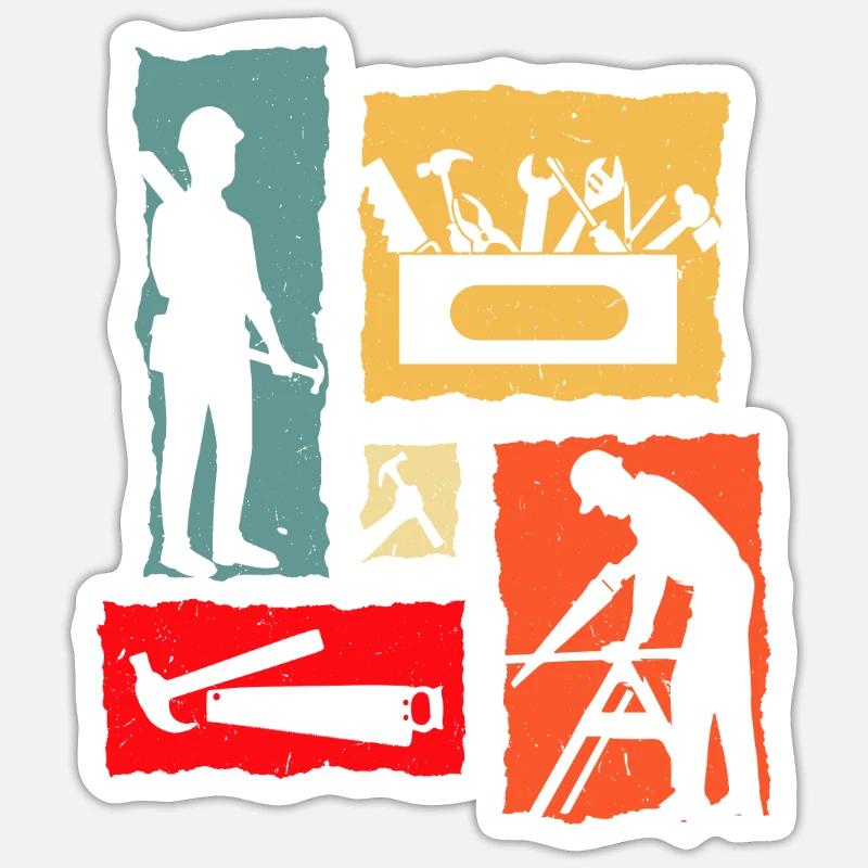 Carpenter Retro - Sticker size S (10 x 10 cm) - white matte